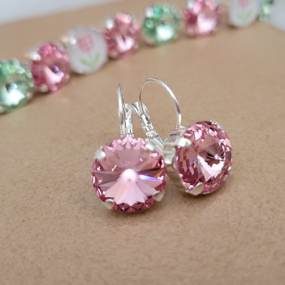 Austrian Crystal Earrings in Shiny Silver Plating - Picture 5 of 7